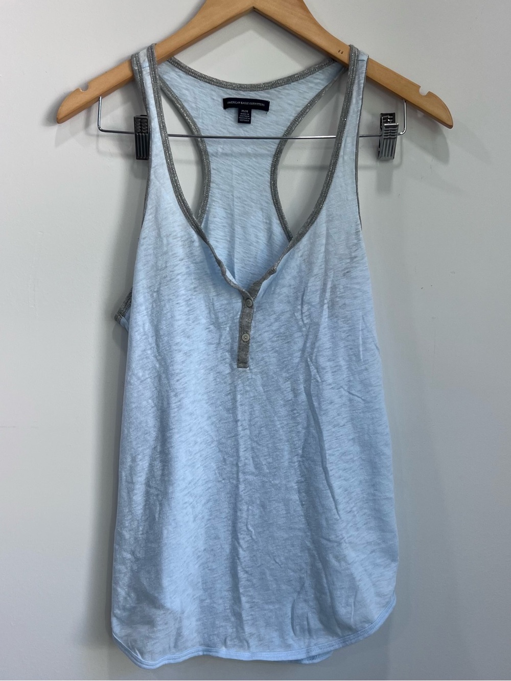 American Eagle Outfitters Light Blue Tank with Gray Trim